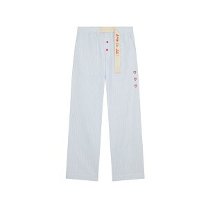 �~���~�J�e�B ���f�B�[�X �J�W���A���p���c �{�g���X Stripe-pattern embroidered-heart trousers White