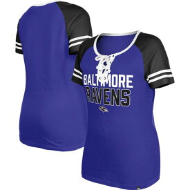 ニューエラ レディース Tシャツ トップス Baltimore Ravens New Era Women's Raglan LaceUp TShirt Purple