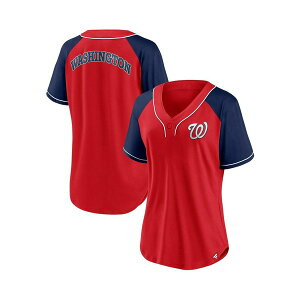 t@ieBNX fB[X TVc gbvX Women's Red Washington Nationals Ultimate Style Raglan V-Neck T-shirt Red