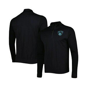 xEFA Y p[J[EXEFbgVc AE^[ Men's Black Brooklyn Nets Nano Engineered Knit Fabric Quarter-Zip Jacket Black