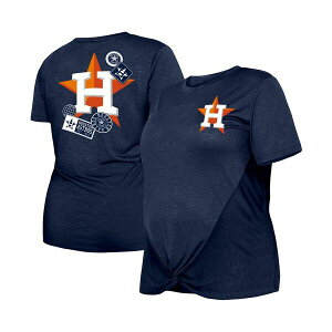 �j���[�G�� ���f�B�[�X T�V���c �g�b�v�X Women's Navy Houston Astros Plus Size Two-Hit Front Knot T-shirt Navy