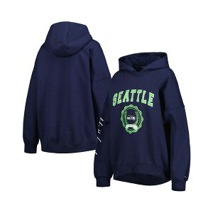 g~[ qtBK[ fB[X p[J[EXEFbgVc AE^[ Women's College Navy Seattle Seahawks Becca Drop Shoulder Pullover Hoodie Navy