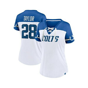 t@ieBNX fB[X Jbg\[ gbvX Women's Jonathan Taylor White Indianapolis Colts Athena Name and Number V-Neck Top White