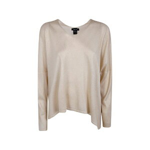 �A���@���g�� ���f�B�[�X �j�b�g&�Z�[�^�[ �A�E�^�[ Metallic-finish silk sweater Neutrals