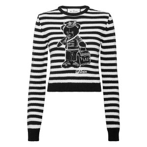 �t�B���b�v�v���C�� ���f�B�[�X �j�b�g&�Z�[�^�[ �A�E�^�[ Striped-pattern sweater White