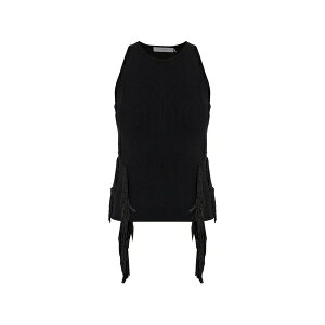 �C�� ���f�B�[�X �J�b�g�\�[ �g�b�v�X Flocon fringe ribbed top Black