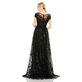 マックダガル レディース ワンピース トップス Women's Embellished Floral Cap Sleeve A Line Gown Black