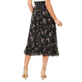 セセ レディース スカート ボトムス Women's Floral-Print Smocked-Waist Tiered Midi Skirt Rich Black