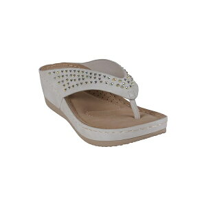 W[V[V[Y fB[X T_ V[Y Women's Tiana Embellished Comfort Wedge Sandals White