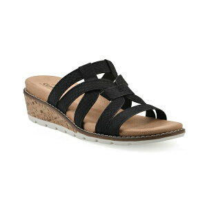 NtoCzCg}Ee fB[X T_ V[Y Women's Tinisha Wedge Slip-On Sandals Black Embossed