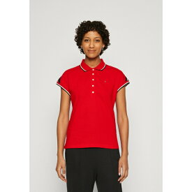 トミー ヒルフィガー レディース Tシャツ トップス STRIPE CAP SLEEVE - Polo shirt - fierce red