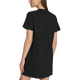 ダナ キャラン ニューヨーク レディース Tシャツ トップス Women's Short-Sleeve Long Logo T-Shirt Dress Black