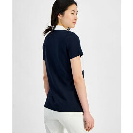 トミー ヒルフィガー レディース カットソー トップス Women's Logo Appliqu&eacute; Colorblocked Polo Shirt Navy