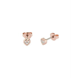 テッドベーカー レディース ピアス＆イヤリング アクセサリー NEENA: Crystal Small Heart Stud Earrings For Women Rose gold