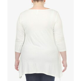 ホワイトマーク レディース カットソー トップス Plus Size Makayla Scoop Neck Tunic Top White