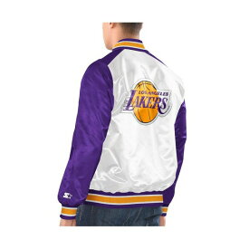 スターター レディース ジャケット＆ブルゾン アウター Men's White, Purple Los Angeles Lakers Renegade Satin Full-Snap Varsity Jacket White, Purple