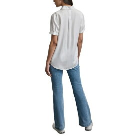 ダナキャランニューヨーク レディース カットソー トップス Women's Rolled-Sleeve Button-Up Shirt White
