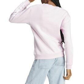 アディダス レディース パーカー・スウェットシャツ アウター Women's 3-Stripe Cotton Fleece Crewneck Sweatshirt Clear Pink/white