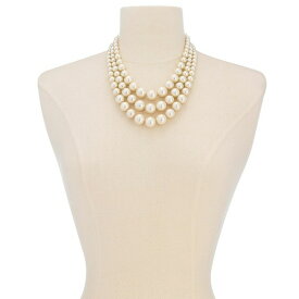 チャータークラブ レディース ネックレス・チョーカー・ペンダントトップ アクセサリー Imitation Pearl Three-Row Collar Necklace, Created for Macy's White