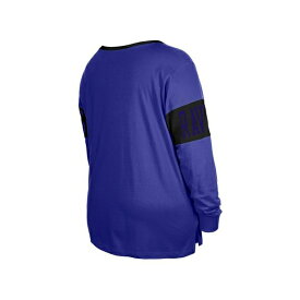 ニューエラ レディース Tシャツ トップス Women's Purple Baltimore Ravens Plus Size Lace-Up Notch Neck Long Sleeve T-shirt Purple