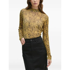 �V�X���[ ���f�B�[�X T�V���c �g�b�v�X Snake-print roll-neck top Yellow