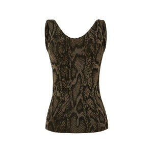 �E�H���t�H�[�h ���f�B�[�X �J�b�g�\�[ �g�b�v�X Python-print tank top Brown
