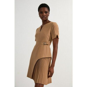 J~ fB[X s[X gbvX Women's Military Pleat Mini Dress Camel