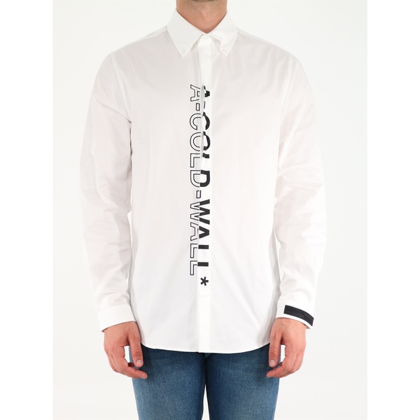 アコールドウォール メンズ シャツ トップス White Shirt With Maxi Vertical Logo WHITEのサムネイル