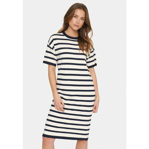 �T���g���y ���f�B�[�X �����s�[�X �g�b�v�X LIKAM STRIPED - Jumper dress - winter white nightsky stripe