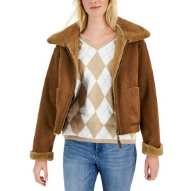 トミー ヒルフィガー レディース ジャケット＆ブルゾン アウター Women's Faux-Fur Wide-Collar Cropped Jacket Cognac