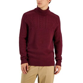 クラブルーム メンズ ニット&セーター アウター Men's Chunky Cable Knit Turtleneck Sweater, Created for Macy's Red Plum
