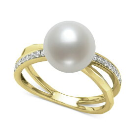 ベル ドゥ メール レディース リング アクセサリー Cultured Freshwater Pearl (8mm) & Diamond (1/10 ct. t.w.) Crisscross Ring in 14k White Gold, Created for Macy's Yellow Gold