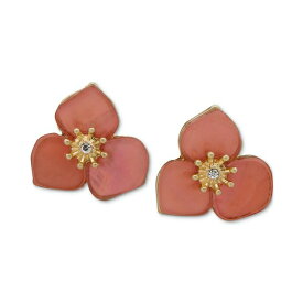 ロンナアンドリリー メンズ ピアス・イヤリング アクセサリー Gold-Tone Pav&eacute; Color Flower Button Earrings Pink