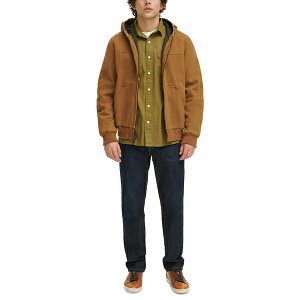 [oCX Y WPbgu] AE^[ Men's Workwear Hoodie Bomber Jacket with Quilted Lining Brown