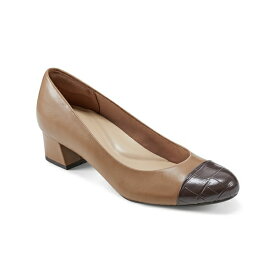 イージースピリット レディース パンプス シューズ Women's Eflex Lucinda Slip-On Block Heel Dress Pumps Dark Natural Leather, Dark Brown Croco - Leather, Faux Leather