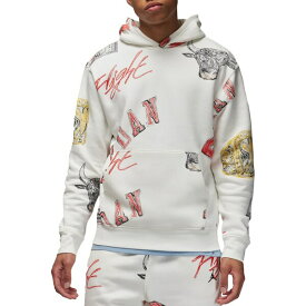 ジョーダン メンズ パーカー・スウェットシャツ アウター Jordan Men's Essentials Fleece Allover Print Pullover Hoodie Sail