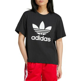 アディダス レディース シャツ トップス adidas Originals Women's Adicolor Trefoil Boxy T-Shirt Black