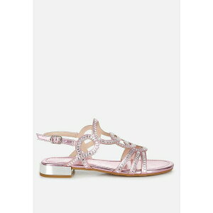 �������h�����O ���f�B�[�X �T���_�� �V���[�Y Jisters Cut Out Detail Rhinestone Flat Sandals Pink