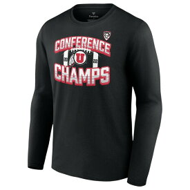 ファナティクス メンズ Tシャツ トップス Utah Utes Fanatics Branded 2022 PAC12 Football Conference Champions Icon Bold Long Sleeve TShirt Black