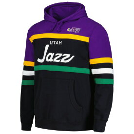 ミッチェル&ネス メンズ パーカー・スウェットシャツ アウター Utah Jazz Mitchell & Ness Head Coach Pullover Hoodie Black/Purple