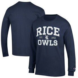 チャンピオン メンズ Tシャツ トップス Rice Owls Champion Jersey Est. Date Long Sleeve TShirt Navy