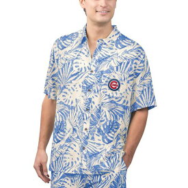 マルガリータビル メンズ Tシャツ トップス Chicago Cubs Margaritaville Monstera Print Party ButtonUp Shirt Royal