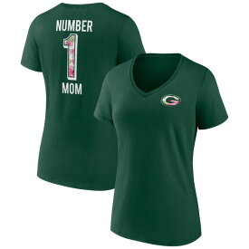 ファナティクス レディース Tシャツ トップス Green Bay Packers Fanatics Women's Plus Size Mother's Day #1 Mom VNeck TShirt Green