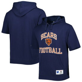 ミッチェル&ネス メンズ パーカー・スウェットシャツ アウター Chicago Bears Mitchell & Ness Washed Short Sleeve Pullover Hoodie Navy