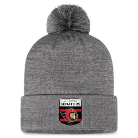 ファナティクス メンズ 帽子 アクセサリー Ottawa Senators Fanatics Authentic Pro Home Ice Cuffed Knit Hat with Pom Gray