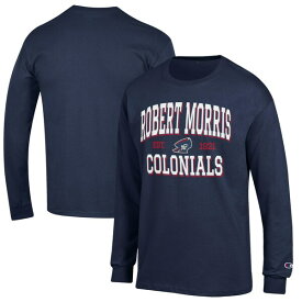 チャンピオン メンズ Tシャツ トップス Robert Morris Colonials Champion Jersey Est. Date Long Sleeve TShirt Navy