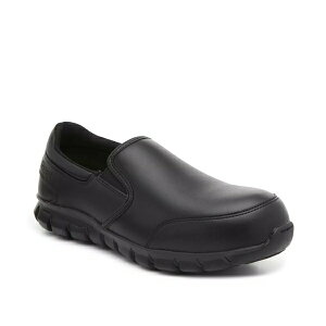 リーボック メンズ スリッポン・ローファー シューズ Sublite Cushion Steel Toe Slip-On Work Shoe Black