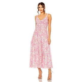 マックダガル レディース ワンピース トップス Women's Mesh V-Neck Floral Print Dress Pink Overflow