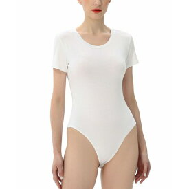 キミ アンド カイ レディース カットソー トップス Women's Round Neck Basic Bodysuit Top White