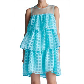 イングリッシュファクトリー レディース ワンピース トップス Women's ganza Gridded Tiered Sleeveless Mini Dress Aqua